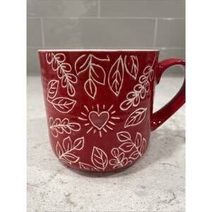 TAMMY VALENTINE 17oz Red Heart Painted Spectrum Designz Mug Cup Stoneware 2022